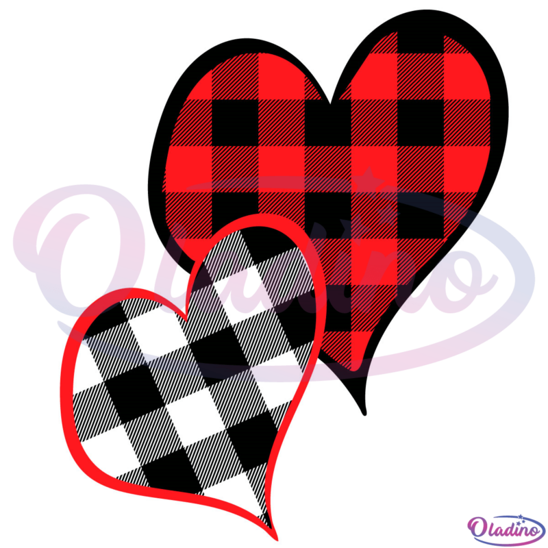 Buffalo Plaid Hearts SVG Digital File Farmhouse Valentine Svg Oladino