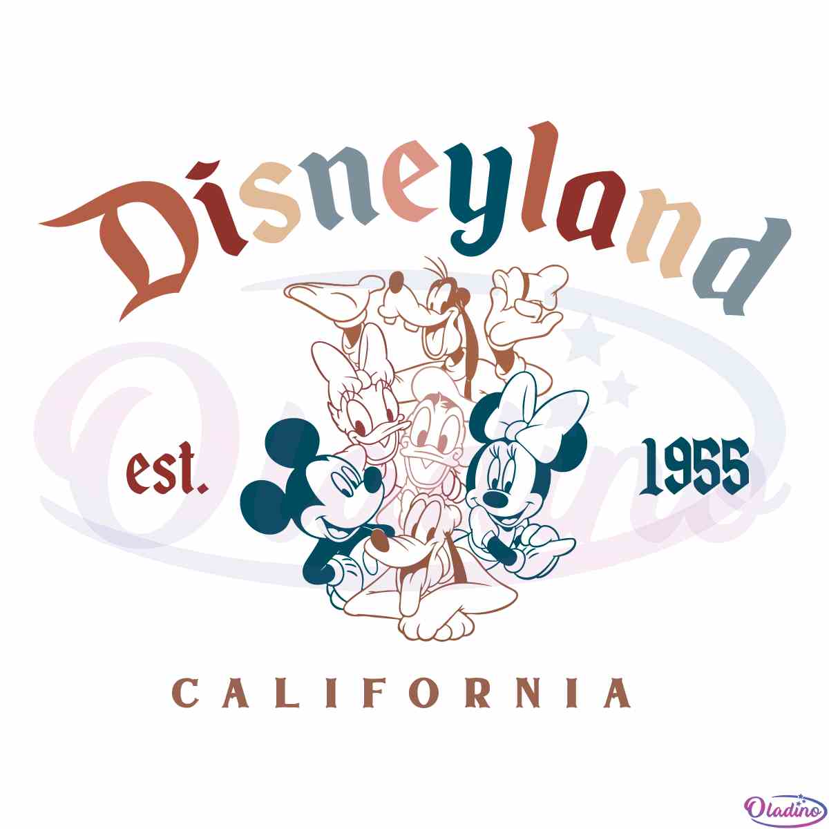 Retro Mickey Friends Disneyland Est 1955 SVG Digital File