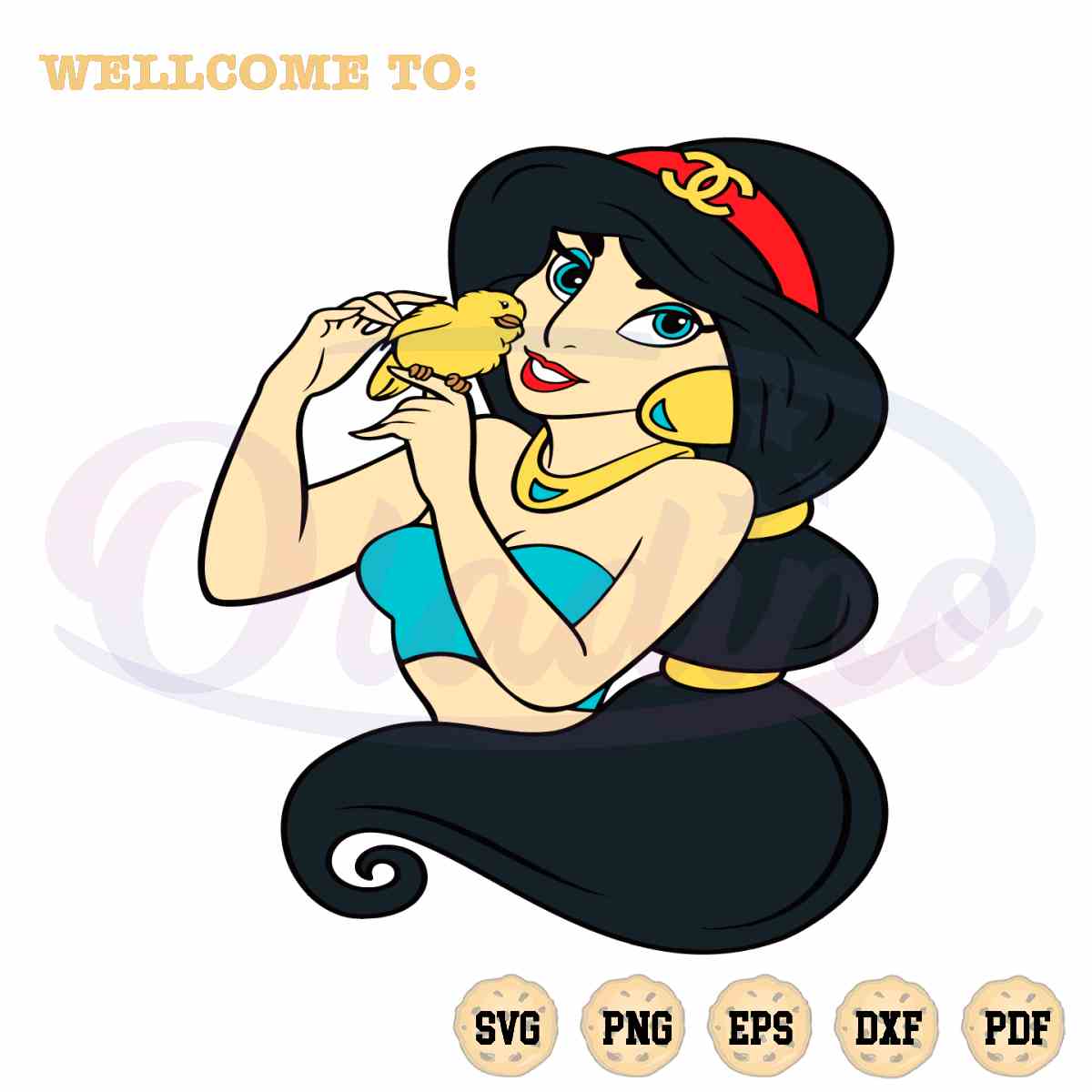 Jasmine Disney Princess SVG Aladdin Character Cutting Digital File