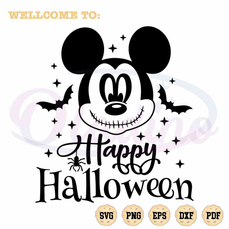 Happy Halloween Mickey Jack Best Design SVG Silhouette File