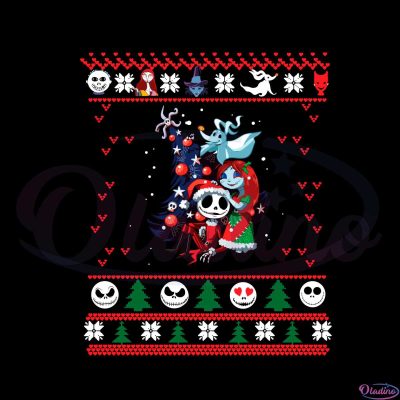 Santa Jack Skellington And Sally Merry Christmas Png Sublimation