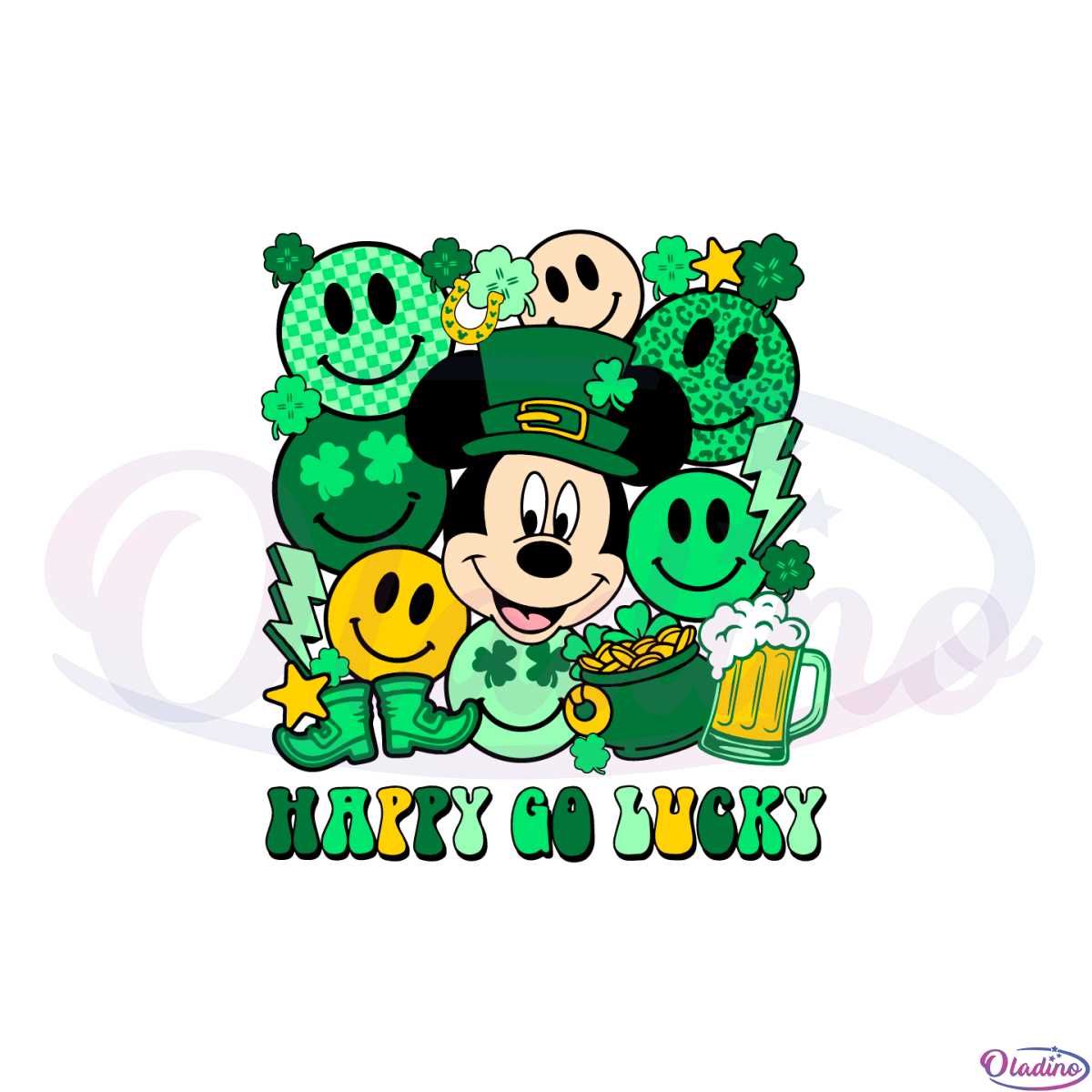 Happy Go Lucky St Patrick's Day Mickey Mouse Svg Cutting Files