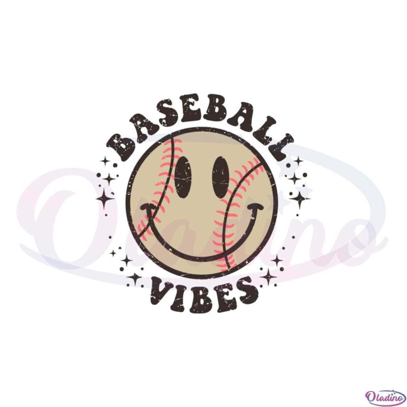 Baseball Vibes Smiley Face SVG For Cricut Sublimation Files