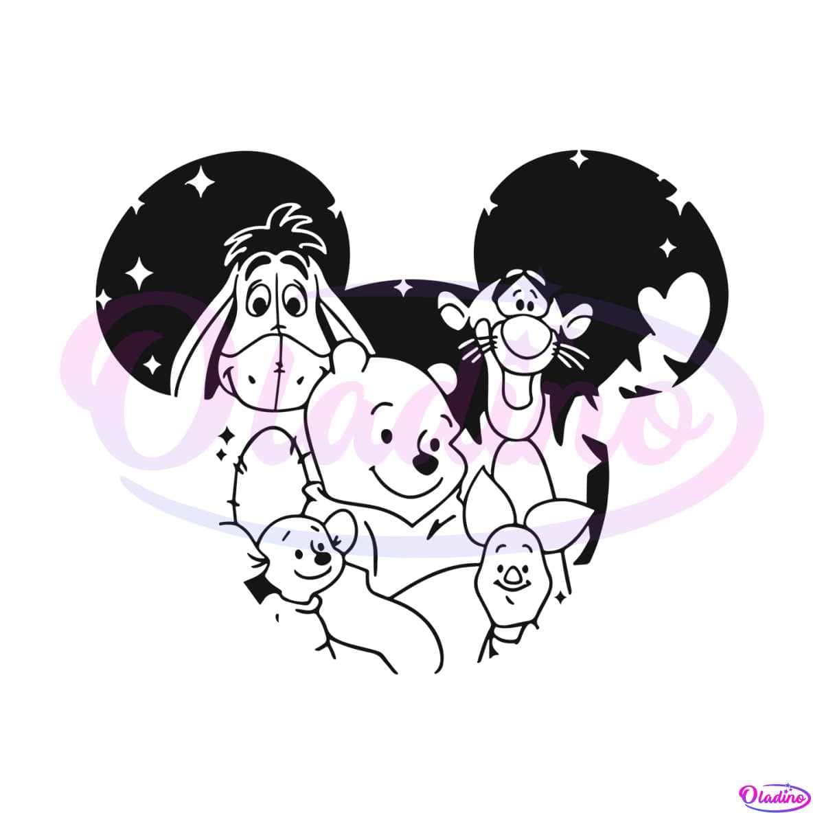 Disney Winnie The Pooh And Friend Mickey Ear Svg Cutting File