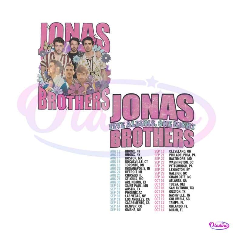 Retro Floral Jonas Brother Five Albums One Night Tour Png Oladino