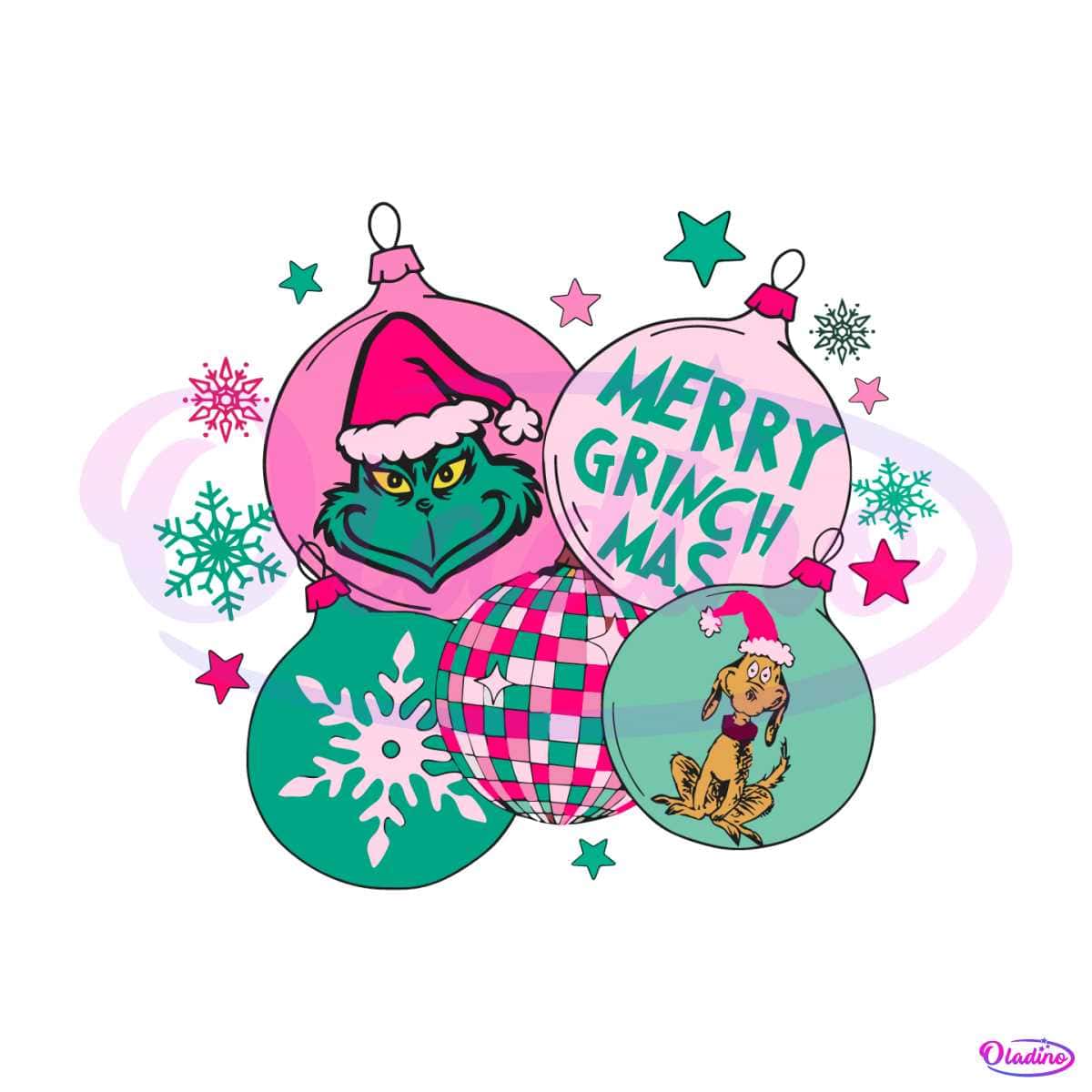 Pink Christmas Merry Grinchmas SVG Graphic Design File