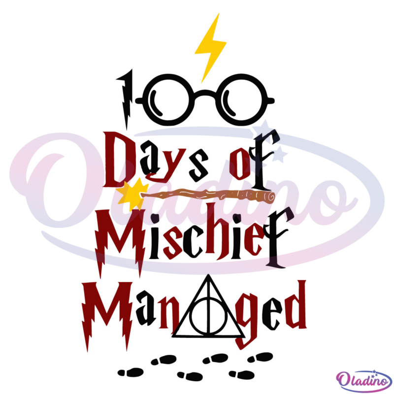 100 Days of Mischief Managed Svg Digital File, Harry Potter Svg