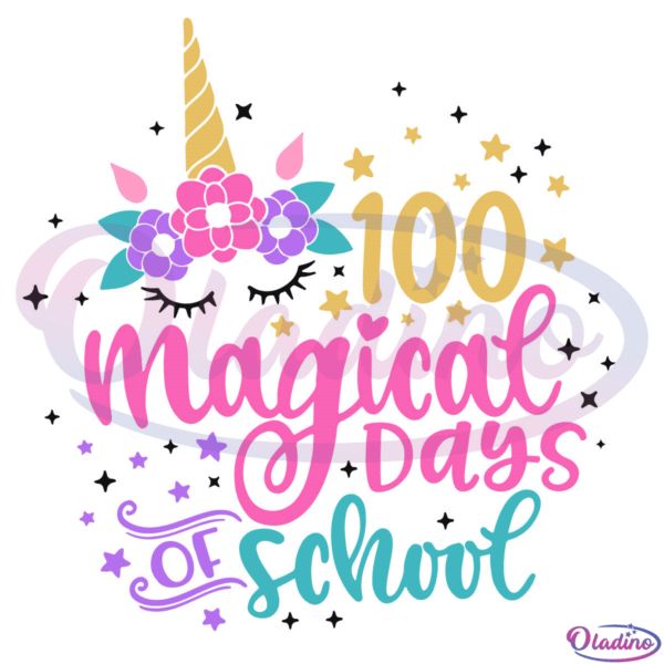 100 Magical Days of School Unicorn Svg Digital File, Back To School Svg