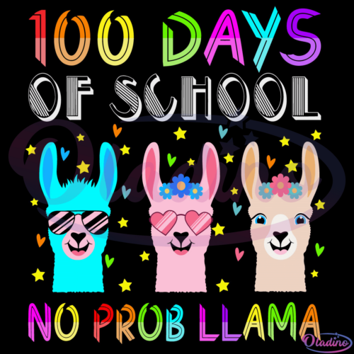 100 days of school No ProbLlama Svg Digital File