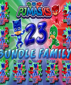 23 Family PJ Masks Bundle Png Digital File, PJ Masks Birthday Png