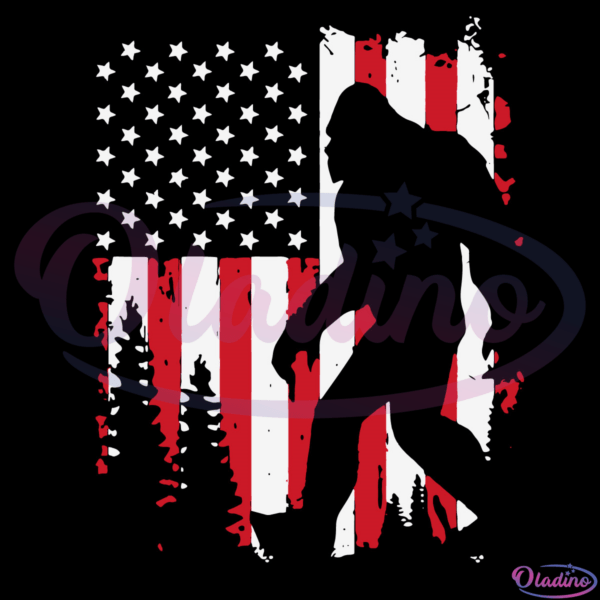 America Bigfoot Svg Digital File, America Flag Svg, Bigfoot Svg