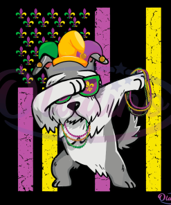 American Flag Mardi Gras Schnauzer Dog Svg Digital File, Festival Puppy