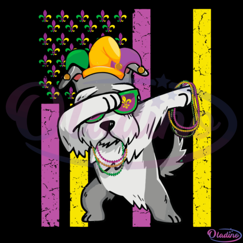 American Flag Mardi Gras Schnauzer Dog Svg Digital File