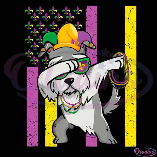 American Flag Mardi Gras Schnauzer Dog Svg Digital File