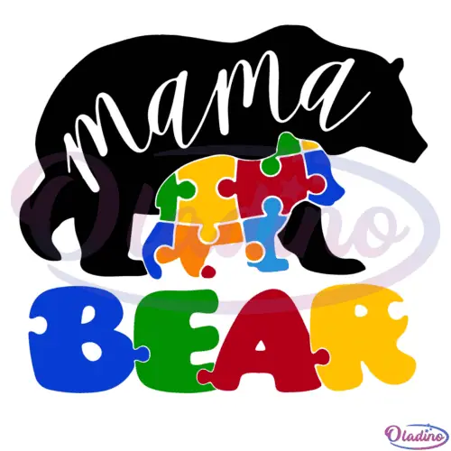 Autism Puzzle Mama Bear Svg