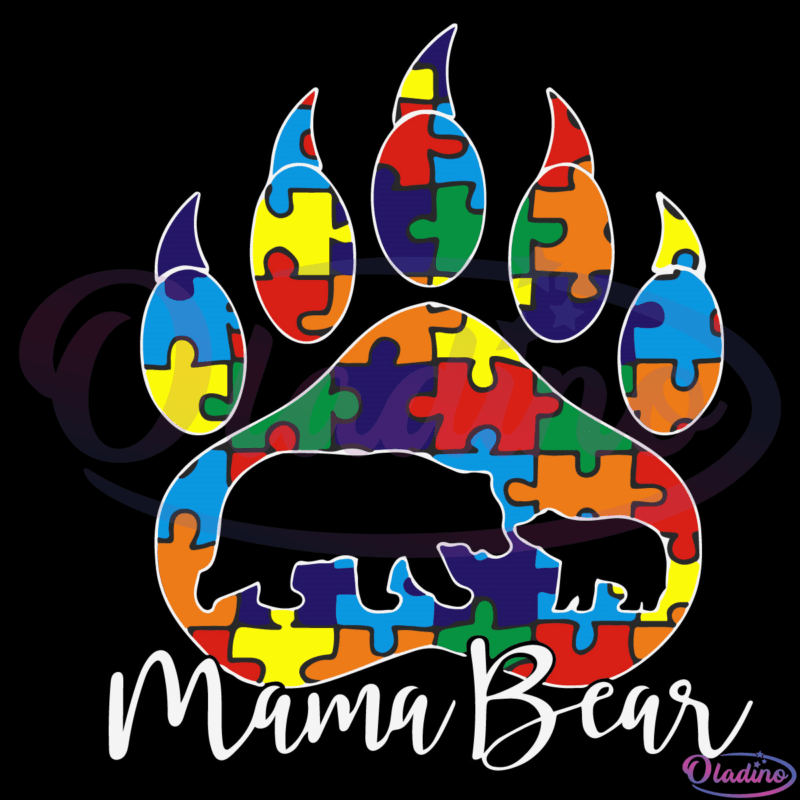 Mama Bear Autism Svg, Autism Awareness Mama Bear Svg Digital File
