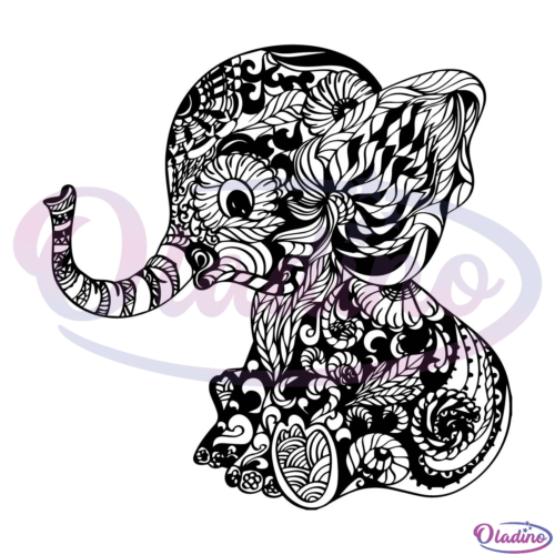 Baby Elephant Mandala SVG Digital File