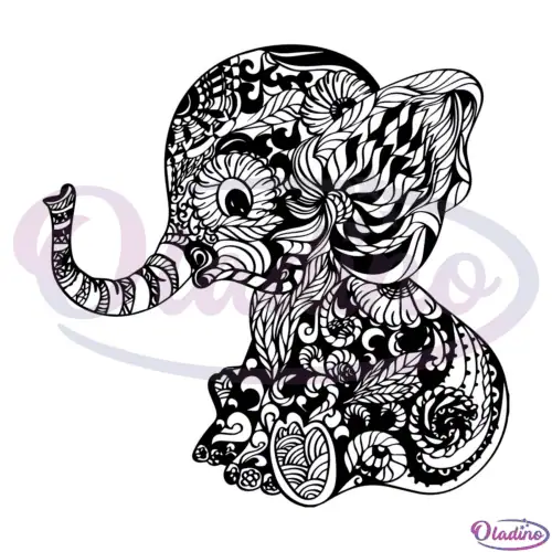 Baby Elephant Mandala SVG Digital File