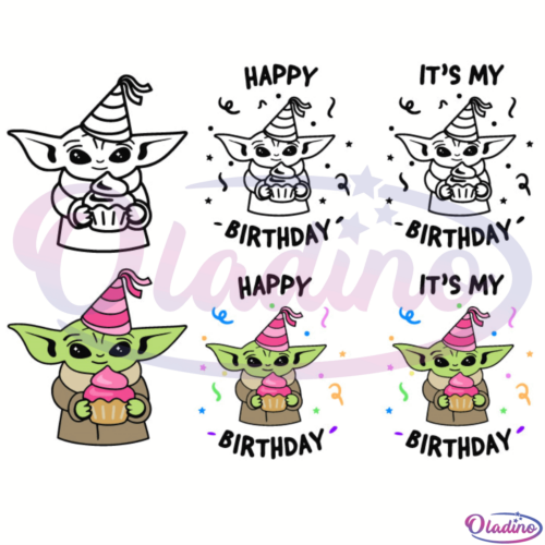 Baby Yoda Birthday Bundle Svg Design