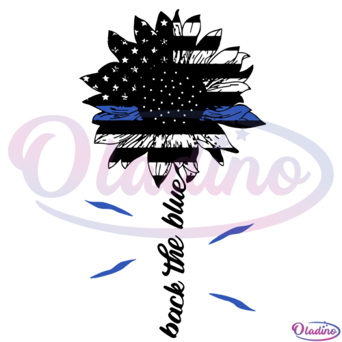 Back The Blue American Flag Sunflower Svg Digital File