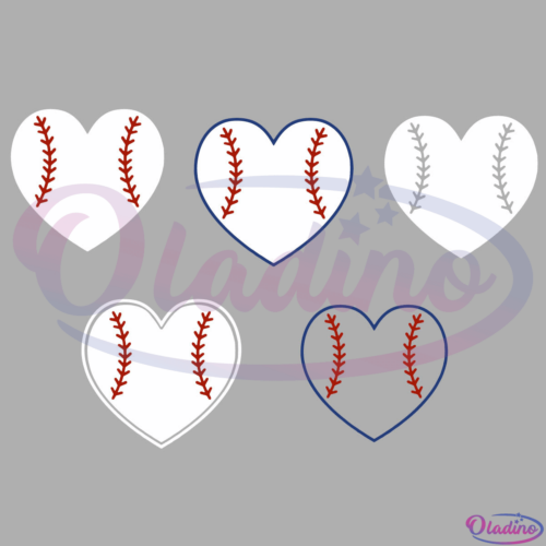 Baseball Ball Heart Bundle Svg Digital File