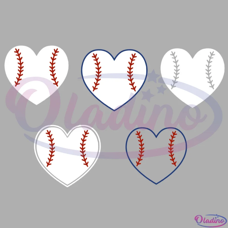 Baseball Ball Heart Bundle Svg Digital File