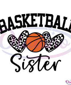 Basketball Sister Svg Digital File, Leopard Heart Basketball Svg