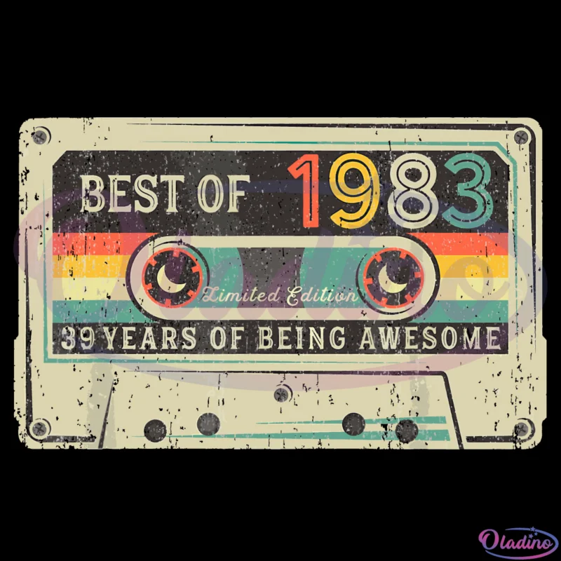 Best of 1983 39th Birthday Gifts Cassette Tape Svg