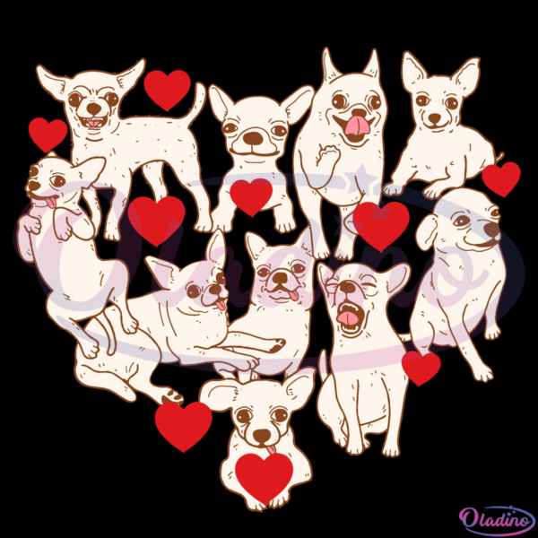 Big Heart Chihuahua Dogs Svg Digital File, Valentine Dogs Svg