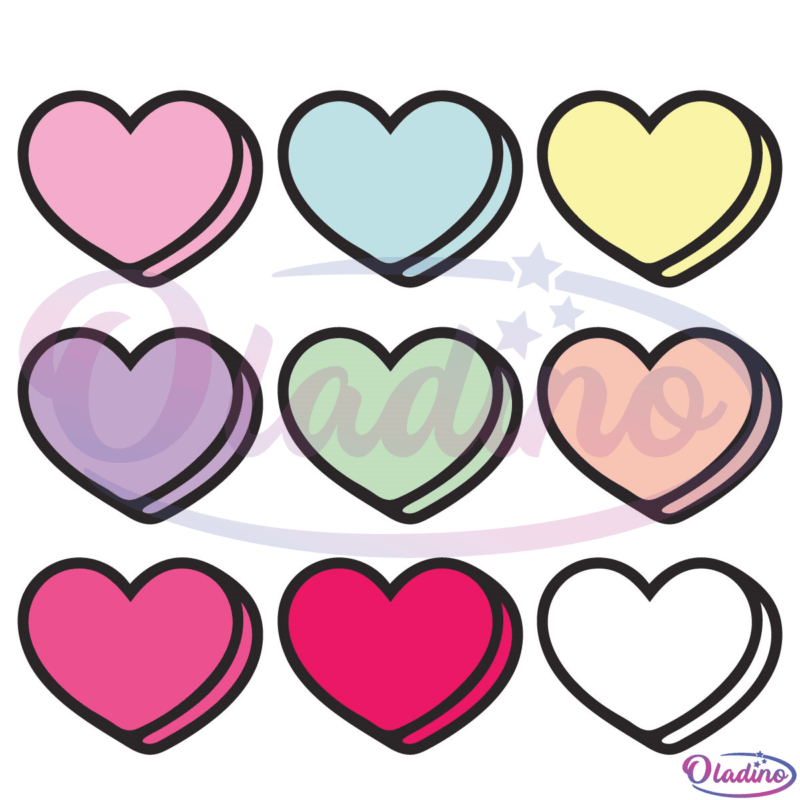 Blank Candy Hearts SVG Digital File, Love Svg, Color Heart Valentine Svg