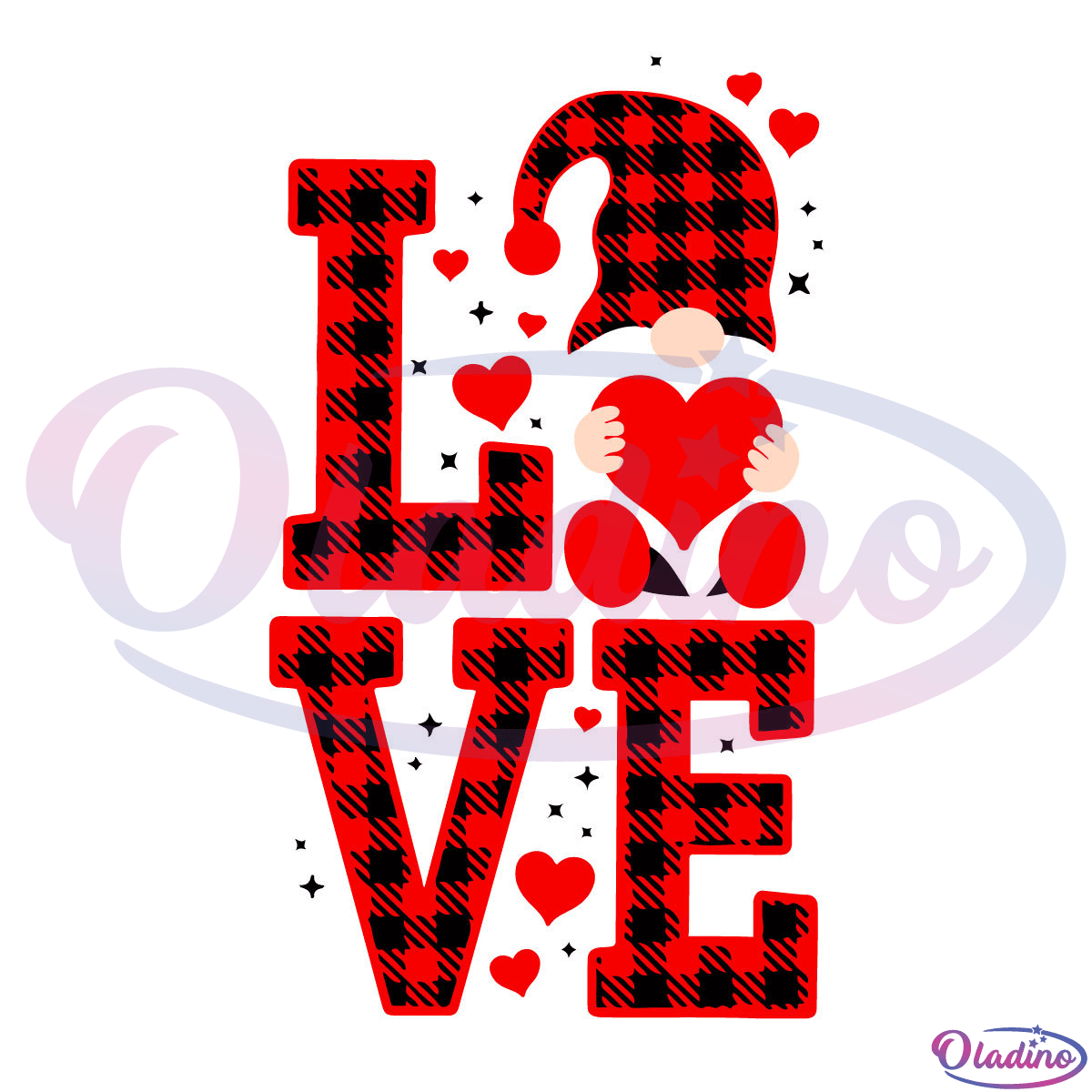 Buffalo Plaid Love Gnomies Valentine SVG Digital File
