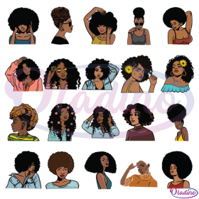 Bundle 20 African Black Woman Bundle Svg, Melanin Svg