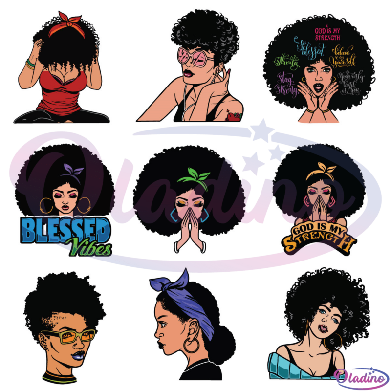 Bundle 9 African Black Woman Svg Digital File