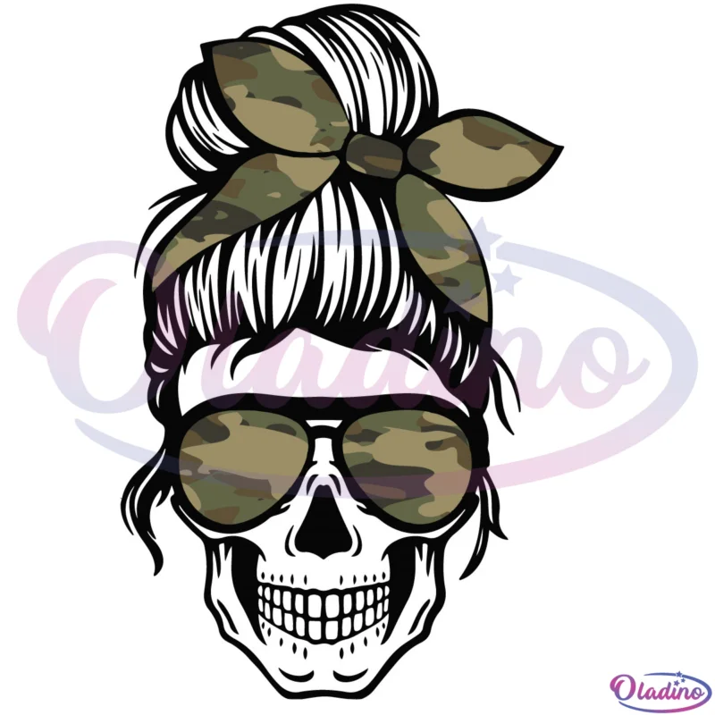 Camo Mom Skull Svg