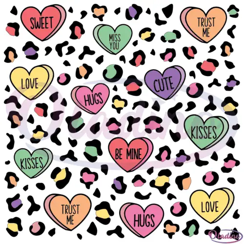 Candy Heart Leopard Pattern Svg