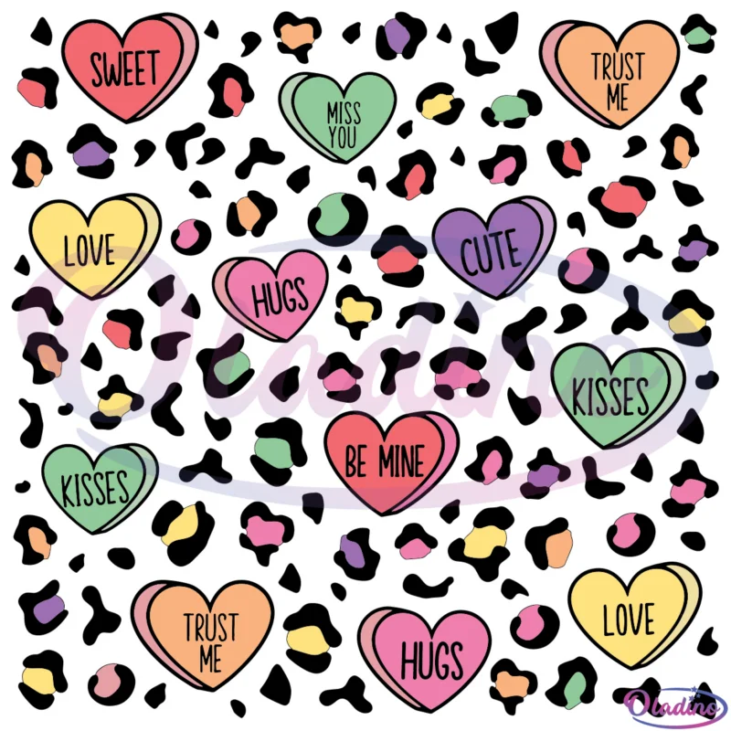 Candy Heart Leopard Pattern Svg