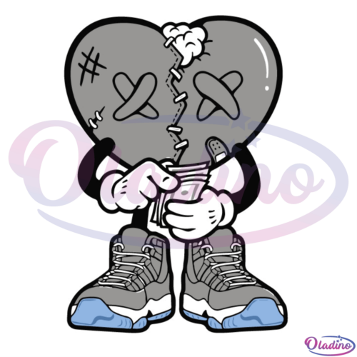 Cool Grey Broken Heart Svg Digital File