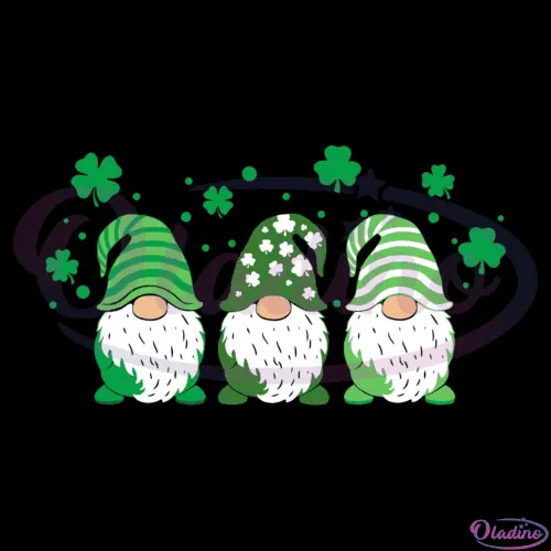 Cute Gnomes Holding Shamrock Svg