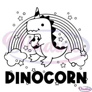 Dinocorn Dinosaur Unicorn with Rainbow Svg Digital File