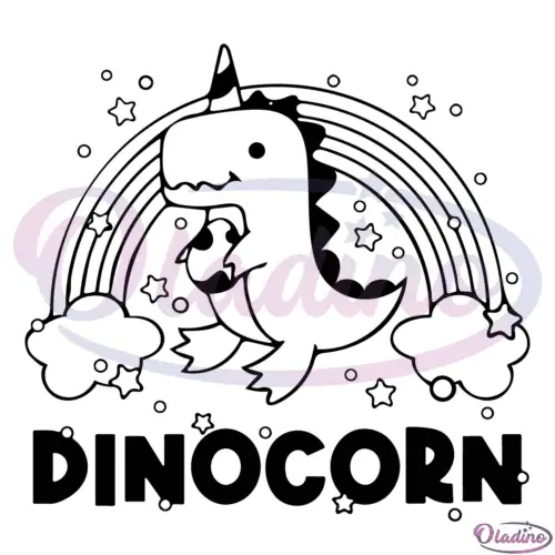 Dinocorn Dinosaur Unicorn with Rainbow Svg Digital File