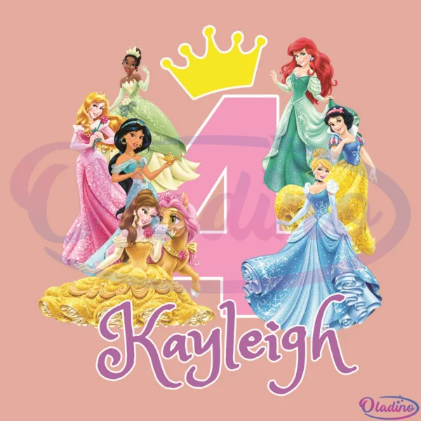 Disney Princess Birthday Png Digital File, 4th Birthday Png