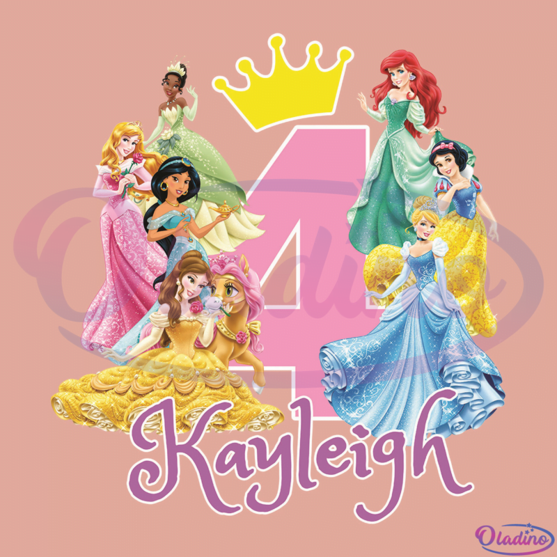 Disney Princess Birthday Png Digital File, 4th Birthday Png