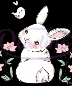 Easter Cute Bunny Svg Digital File, Cute Bunny Svg, Bunny Flower Svg