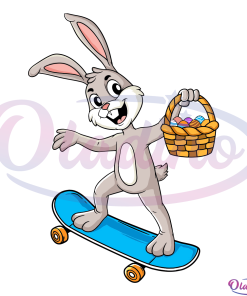 Easter Day Rabbit Riding A Skateboard Svg Digital File, Easter Day Svg