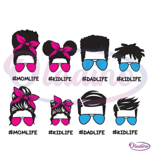 Family Life Messy Bun Sunglasses Bundle Svg Digital File