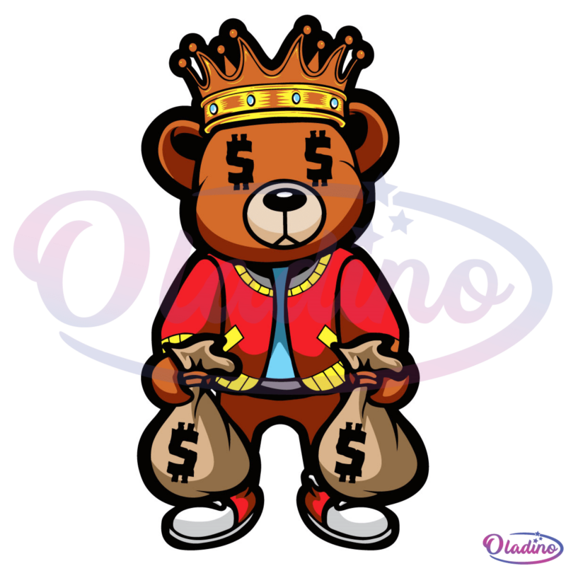 Gangster Teddy Bear Svg Digital File, Cash Crown Svg, Hip Hop Svg