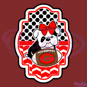 Georgia Bulldog Cute Bulldog With A Bow Digital File, Georgia NCAA