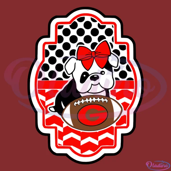 Georgia Bulldog Cute Bulldog With A Bow Digital File, Georgia NCAA