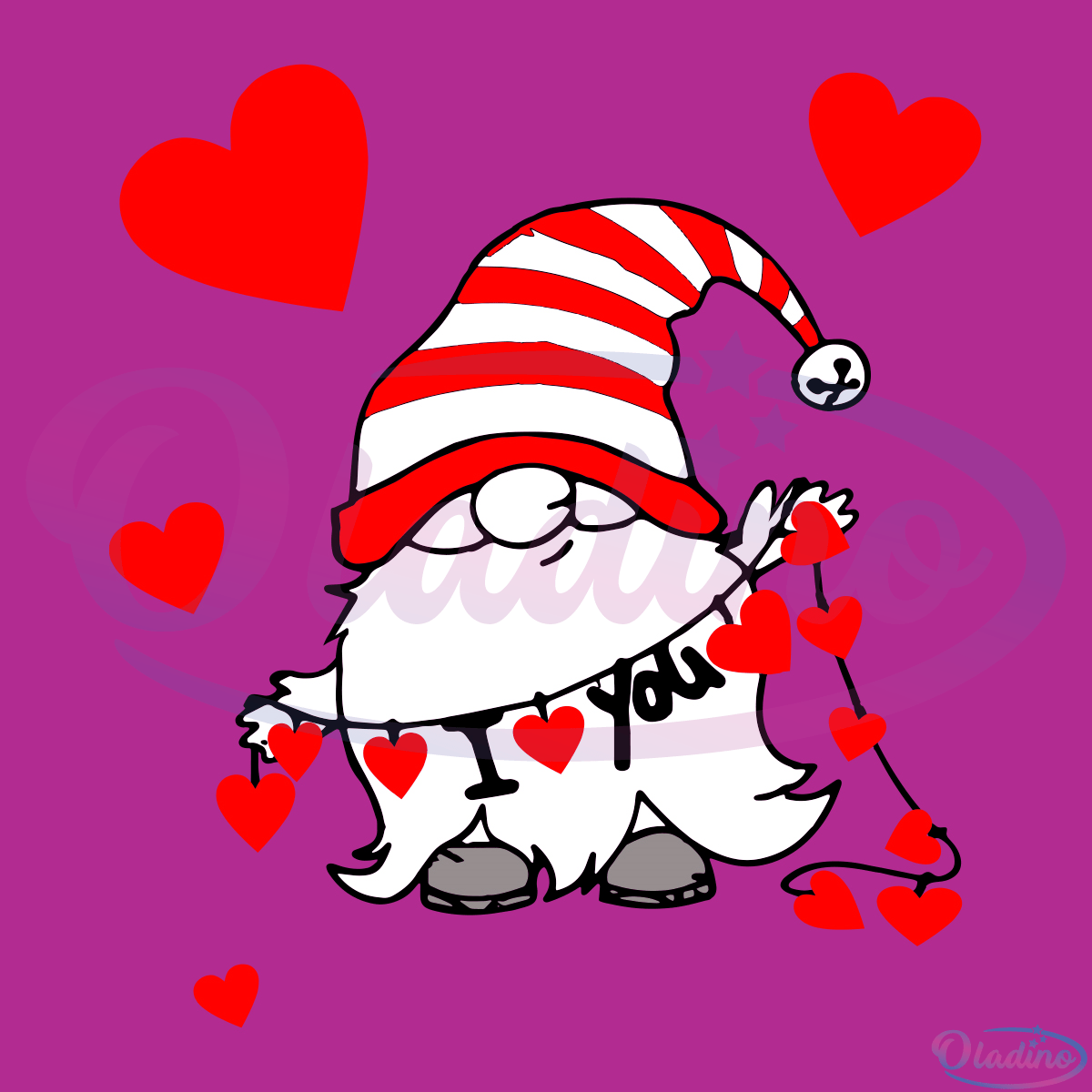 Gnome Valentines Day Svg Digital File, Happy Valentine's Day Gnome Svg