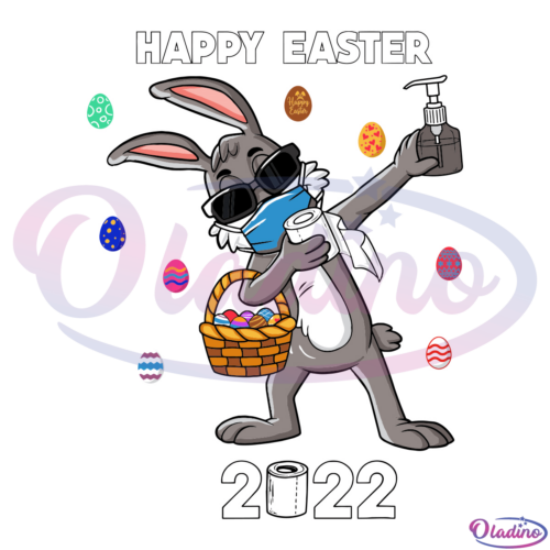 Happy Easter 2022 Dabbing Rabbit Svg Digital File